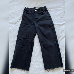 Aritzia Wilfred Free Cropped Wide-Leg Black Pant - Size 0, 25" Inseam